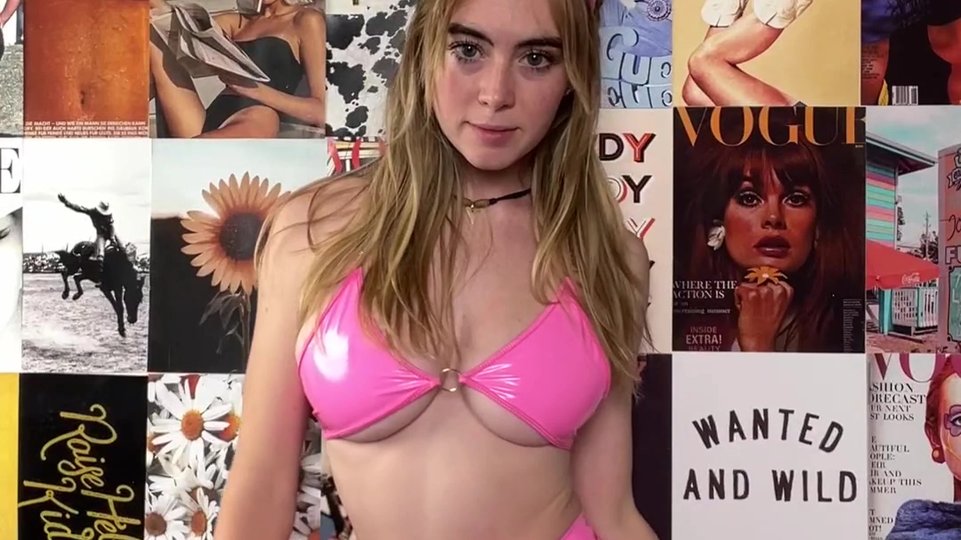 Grace Charis teasing her pink latex bikini