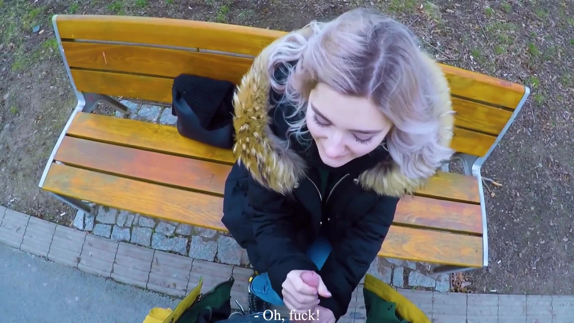 Eva Elfie sucking her boyfriend at a public park