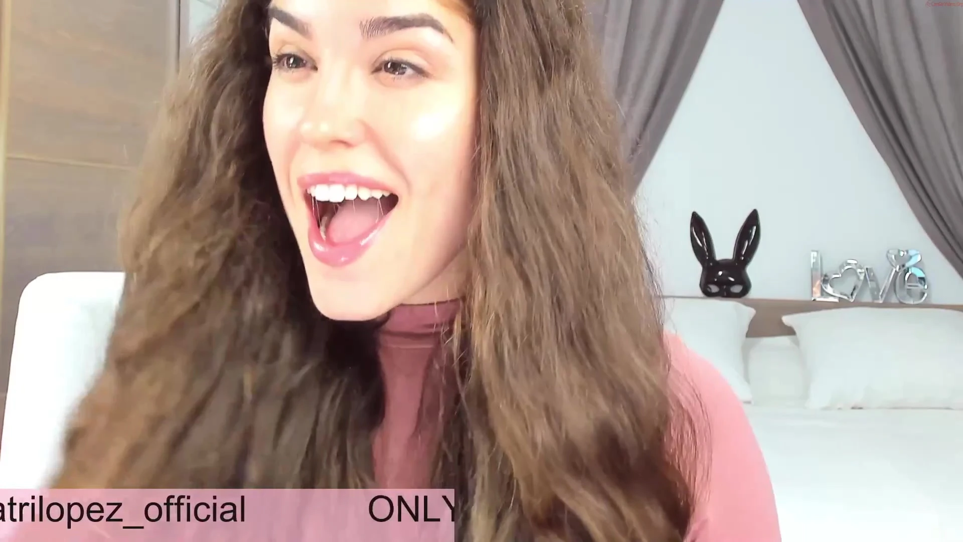 Patricia Lopez playing with a big white dildo on webcam