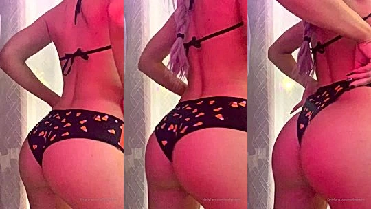 Molly Eskam teasing her big ass in black panties