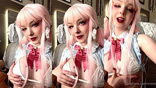 Sneesnaw playing with her nad nipples in sexy cosplay