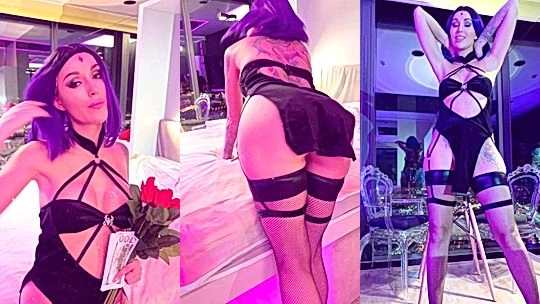 Lera Himera teasing her sexy black lingerie