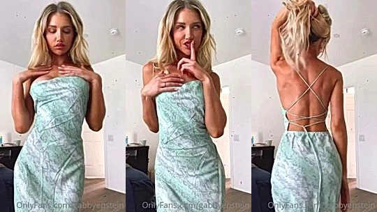 Gabby Epstein teasing her sexy blue dress