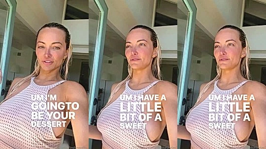 Lindsey Pelas showing off her big tits in her white see-through top