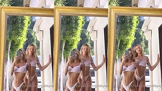 Gabby Epstein two hot modls teasing in the mirror