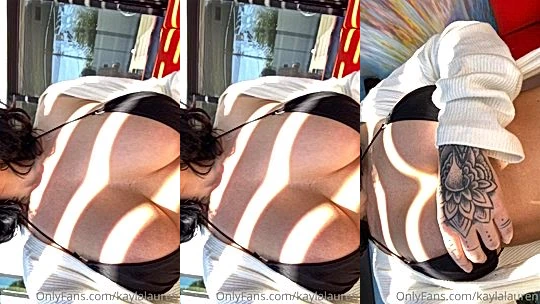 Kayla Lauren teasing her perky bikini tits sunbathing
