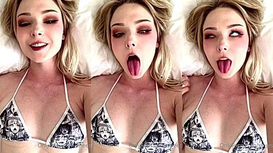 Sneesnaw teasing her small tits and tongue play