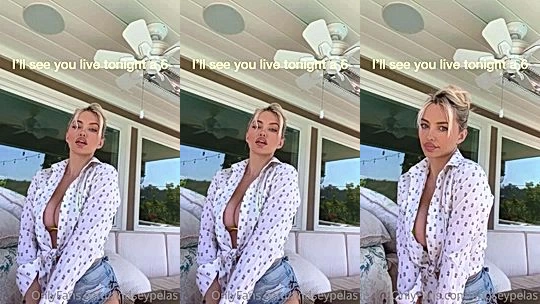 Lindsey Pelas teasing her big tits in her white top