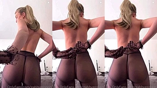 Gabby Epstein teasing her sexy ass in see-through pantyhose