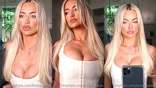 Lindsey Pelas showing off her sexy body in white dress on livestream