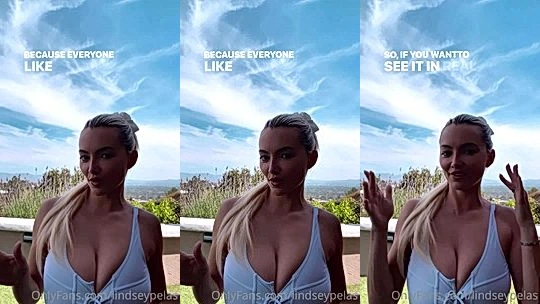 Lindsey Pelas showing off her big tits on the outdoor veranda