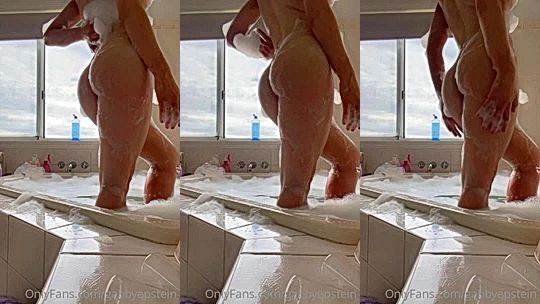 Gabby Epstein teasing her wet soapy big ass in the bathtub