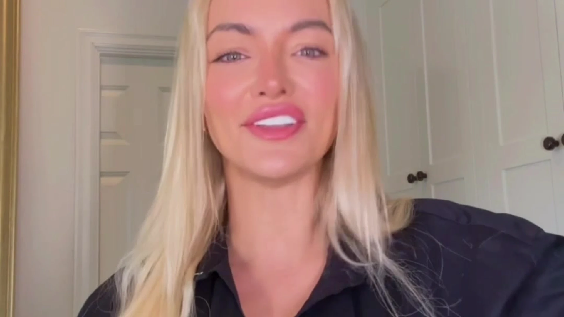Lindsey Pelas showing off her big tits in black shirt