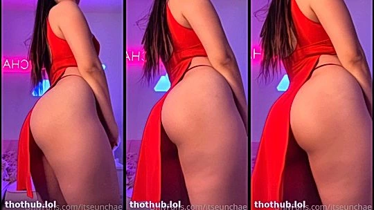 Itseunchae showing off her curved booty in red gown