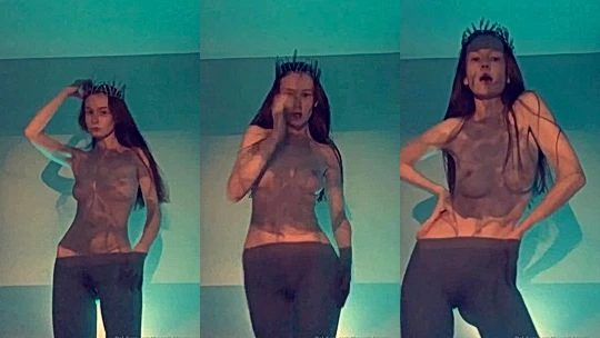 Emily Bloom naked dancing in projector lights