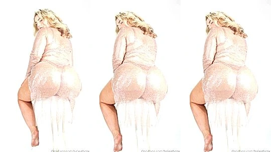 thicc blonde bimbo Haleigh Cox fishnet bodysuit